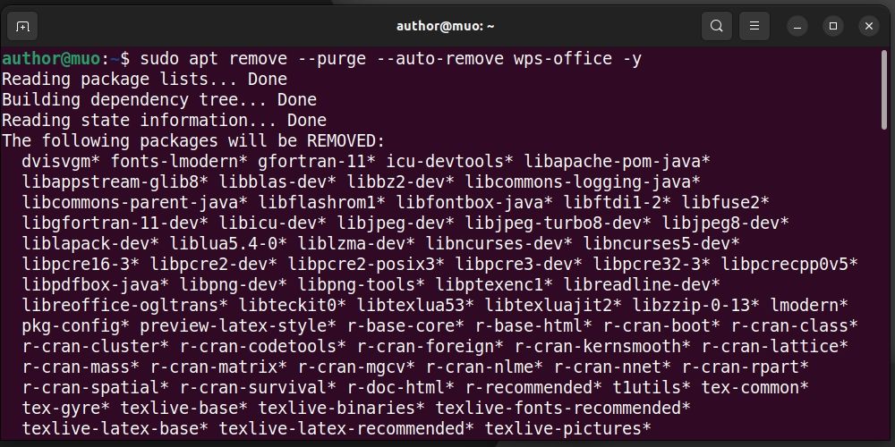 Удаление WPS Office через терминал