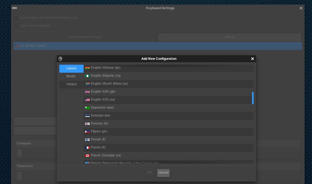 конфигурация раскладки в enlightenment