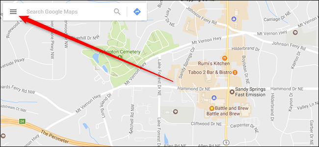 Скриншот: меню Google Maps