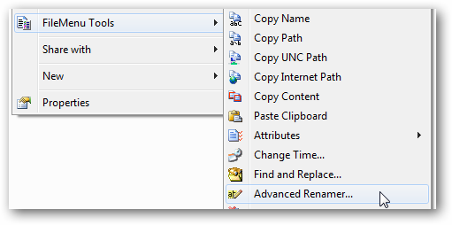 Меню массового переименования FileMenu