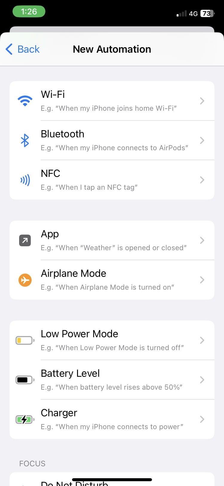 Опция «Приложение» для новой автоматизации