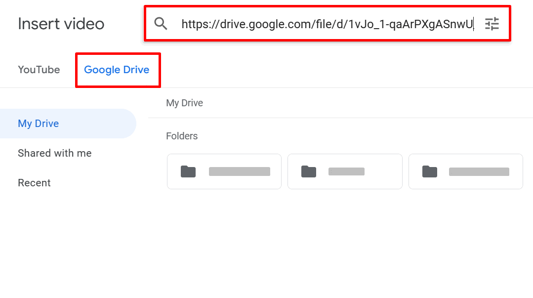 Выбор видео из Google Drive
