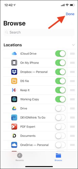 Подтверждение изменений: кнопка Готово в правом верхнем углу