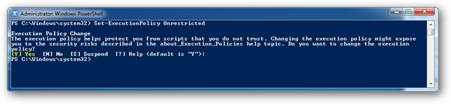 Подтверждение смены политики выполнения в PowerShell