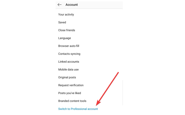 Переключение на бизнес или профессиональный аккаунт в Instagram