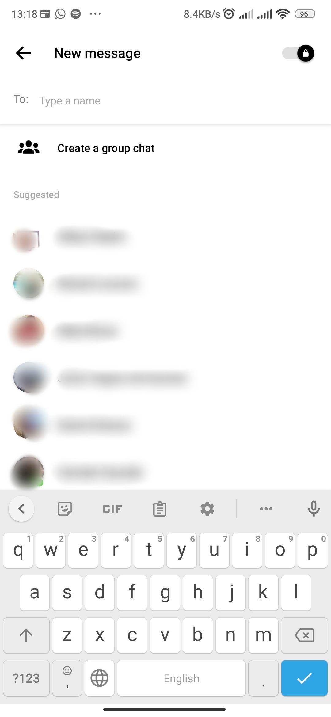 Переключатель секретного разговора включён в Facebook Messenger