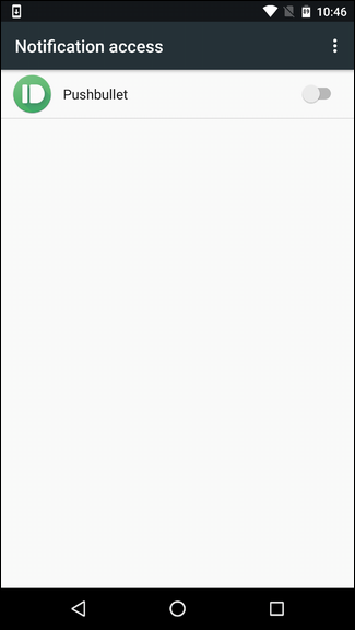 Разрешение доступа Pushbullet к уведомлениям в настройках
