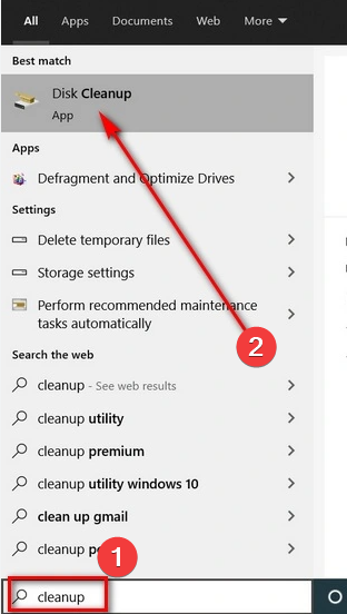 Интерфейс Очистки диска для удаления временных файлов