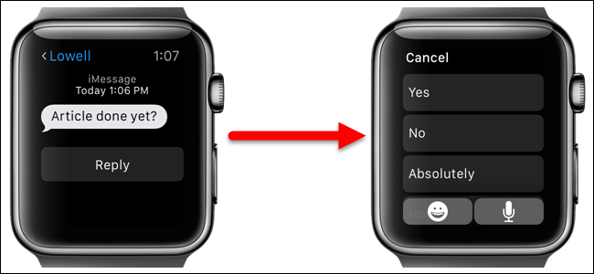 Настройка быстрых ответов на Apple Watch
