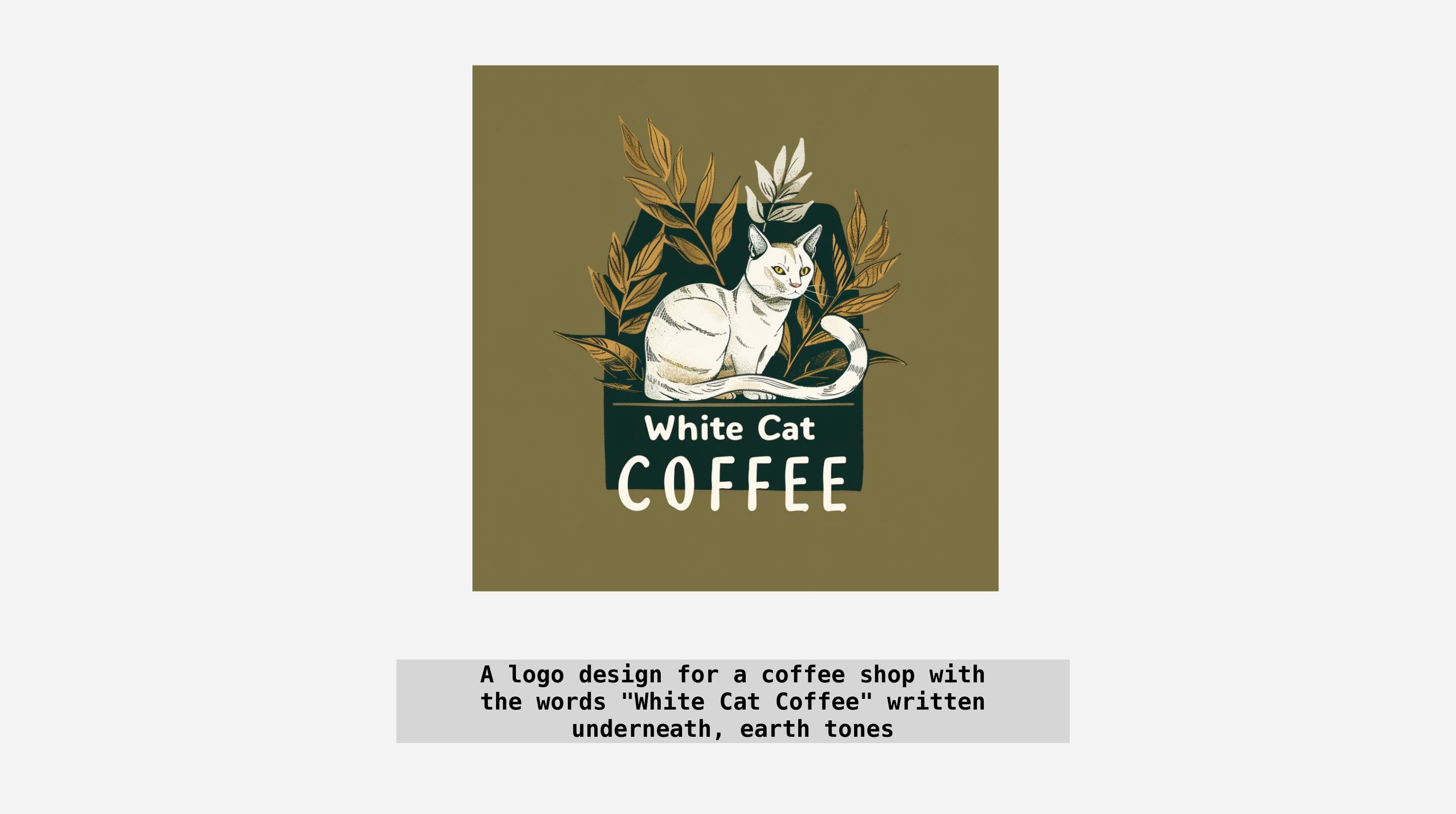 Логотип с текстом White Cat Coffee, сгенерирован в Midjourney