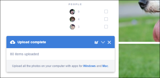 Индикатор прогресса загрузки фотографий в Prime Photos