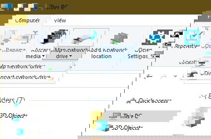 Menú desplegable para mapear unidad en Windows 10