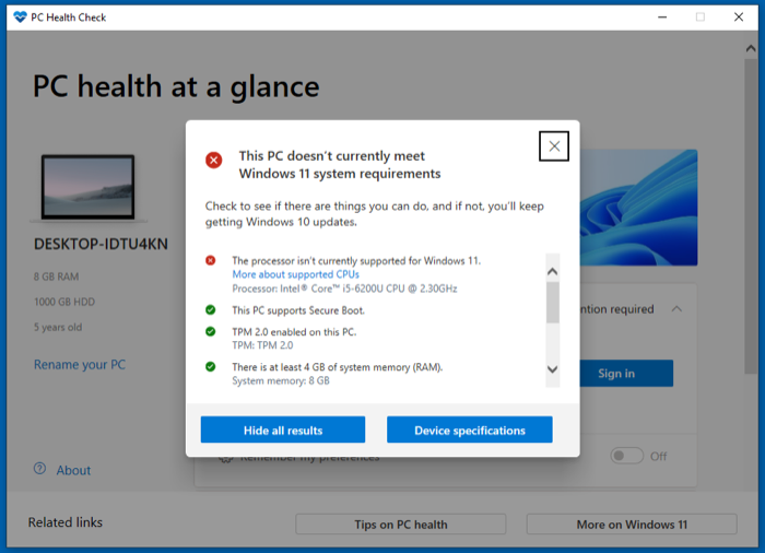 ошибка несовместимого cpu windows 11