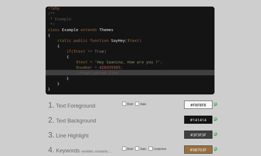 создание темы gedit в генераторе Scribes Theme Generator