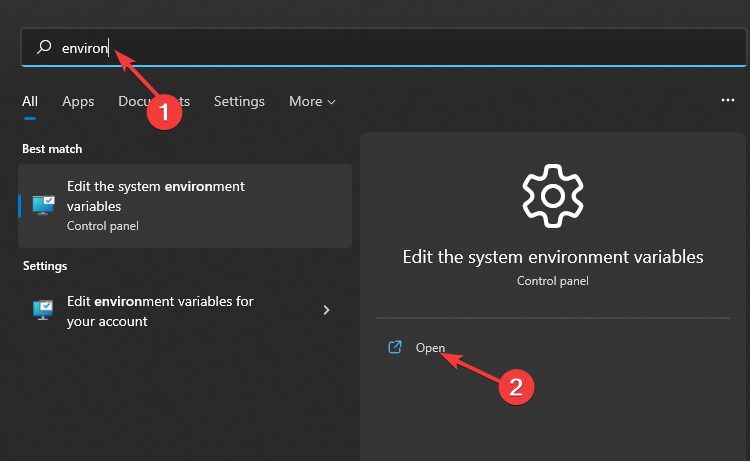 Окно редактирования системных переменных среды Windows