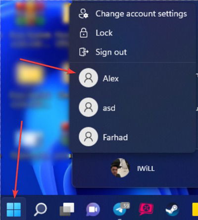 Вход в новую учётную запись Windows