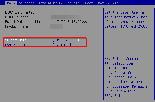 Установка даты и времени в BIOS