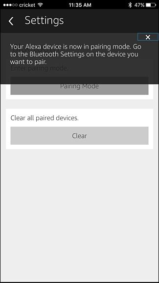 Подтверждение режима сопряжения в приложении Alexa