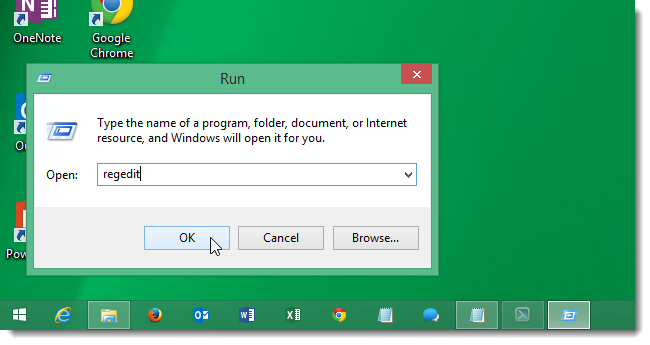 Ввод regedit в диалоге Выполнить