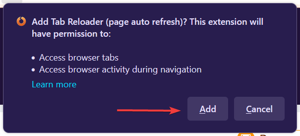 Подтвердить установку расширения в Firefox