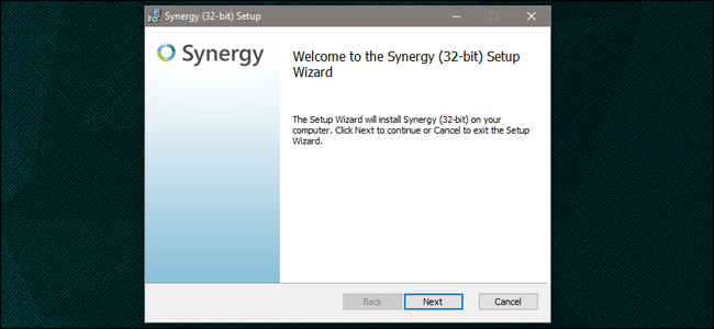 Окно установки Synergy в Windows с подсказками установки