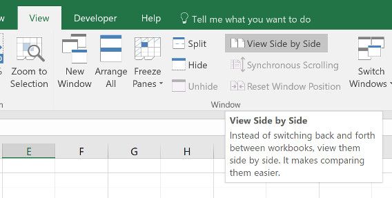how to compare two excel sheets side by side