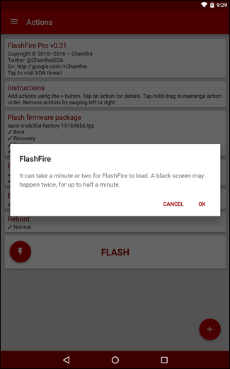 Скриншот предупреждения о перезагрузках при прошивке образа