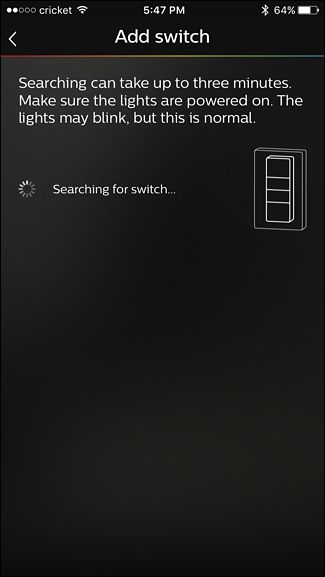 Поиск устройства в приложении Philips Hue