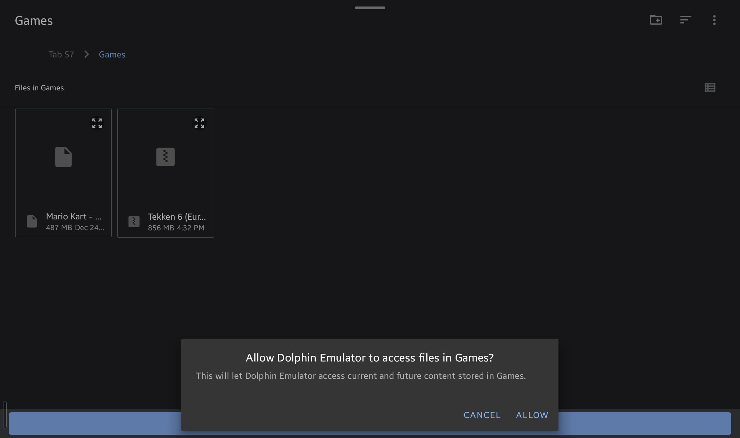 Процесс настройки папки для ROM в Dolphin.