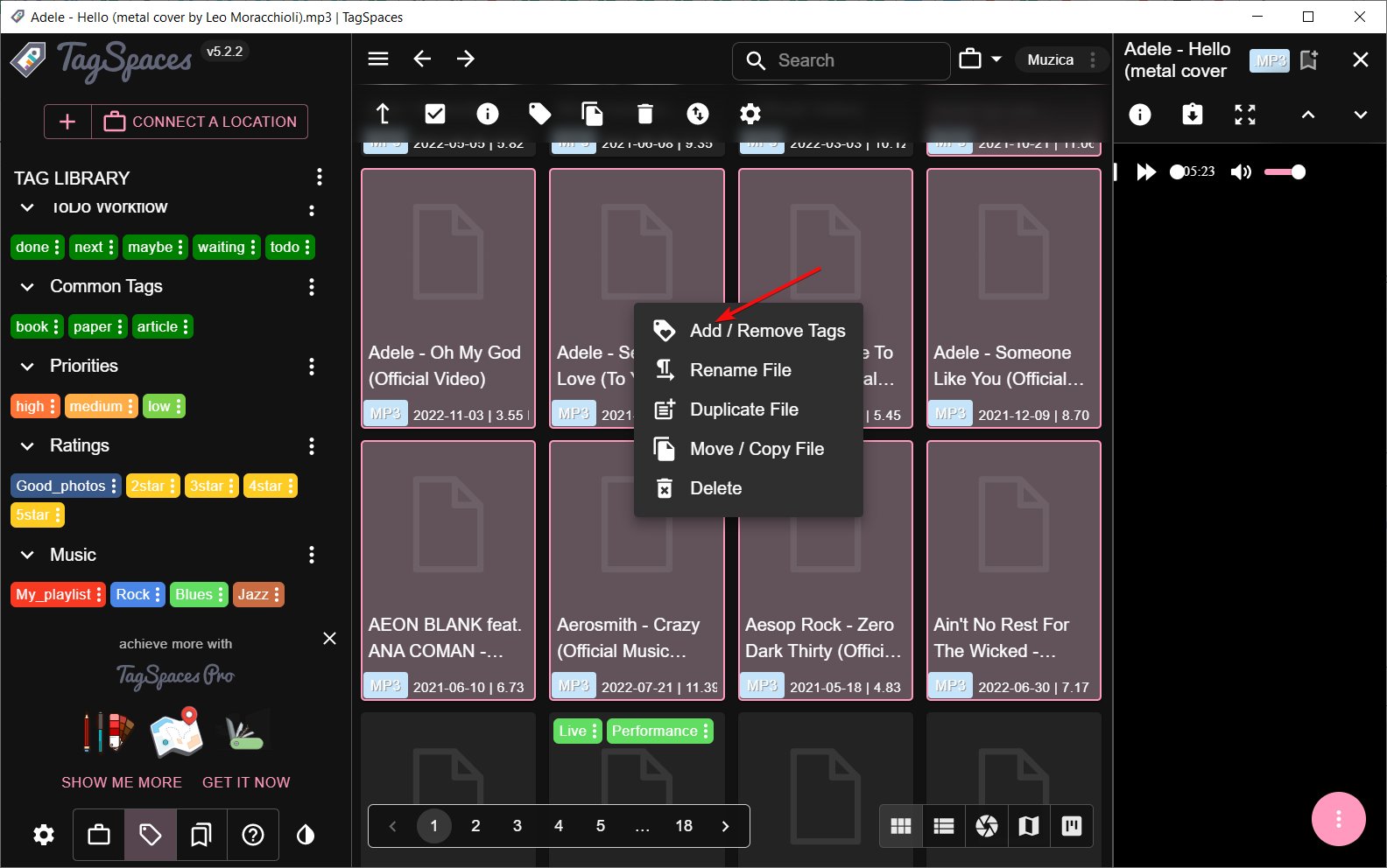 Массовое добавление тегов в TagSpaces