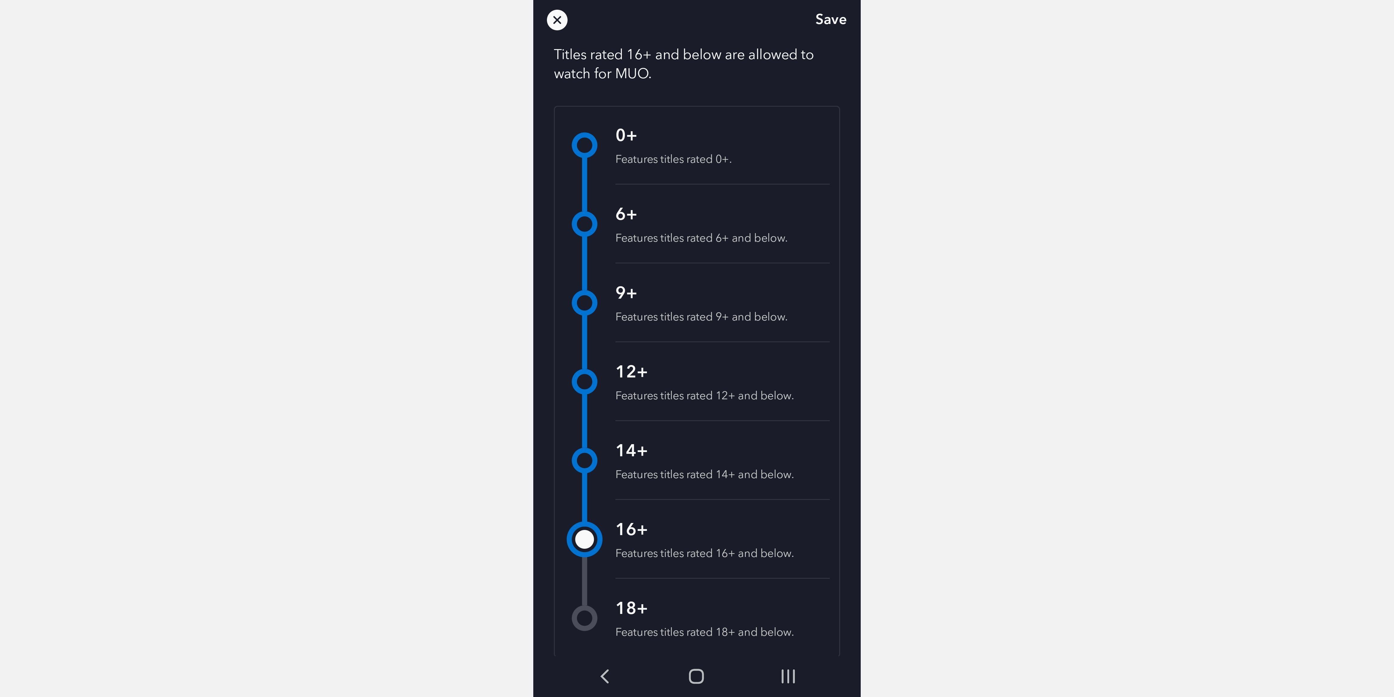 Рейтинги контента в мобильном Disney+