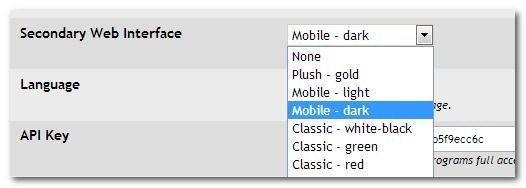 Скриншот мобильного WebUI SABnzbd в конфигурации