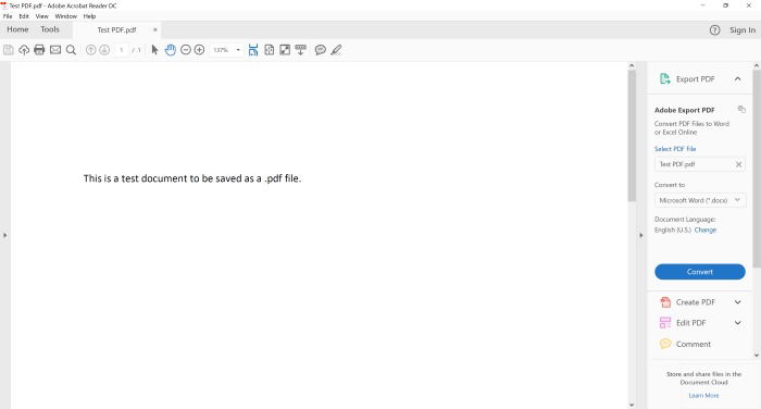 Готовый PDF, созданный через 'Microsoft Print to PDF'