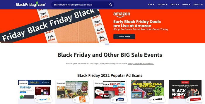 Рекламная витрина Black Friday — образец рекламного объявления