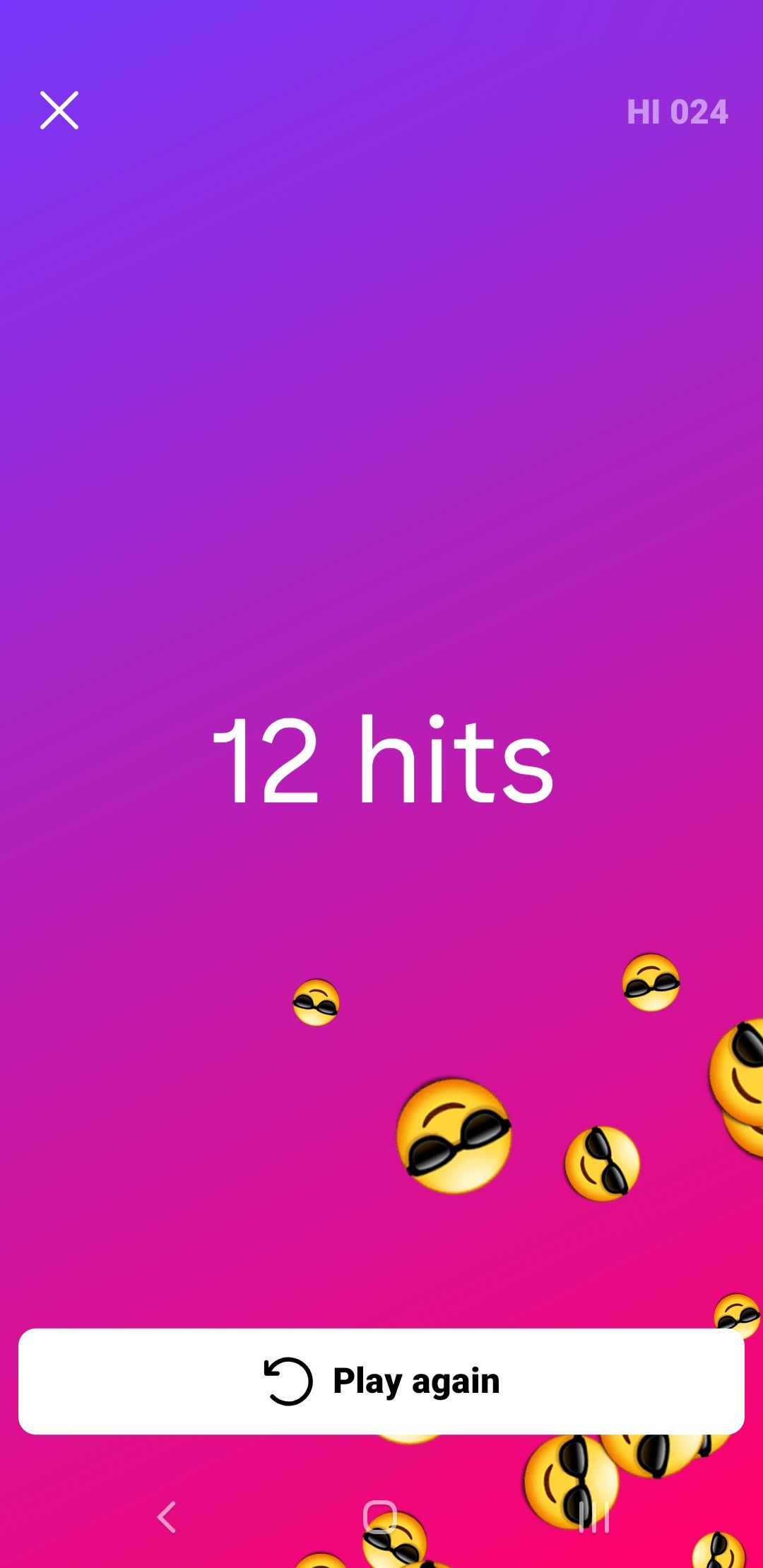 Окончательный счёт в игре эмодзи Instagram.