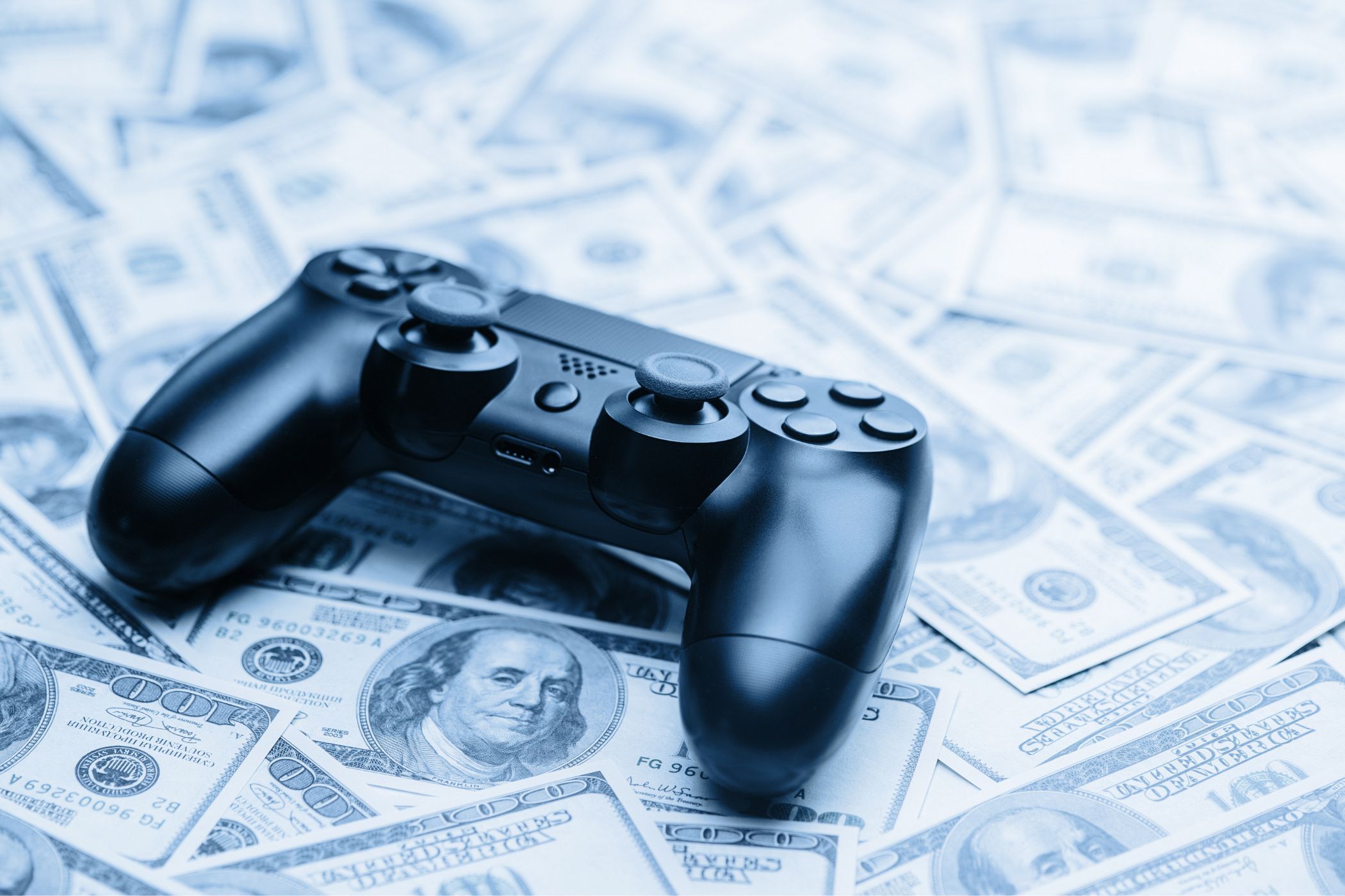 a gaming controller shown with us dollars