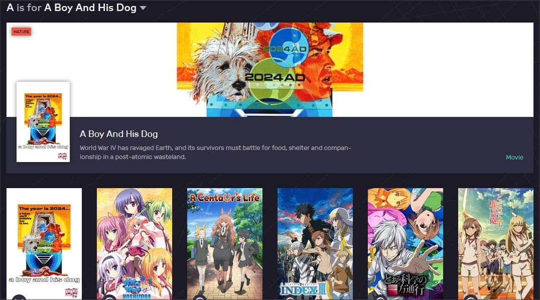 Экран VRV с подборкой каналов и анонсами