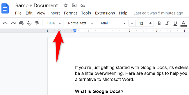 Drag the gray area at the top.