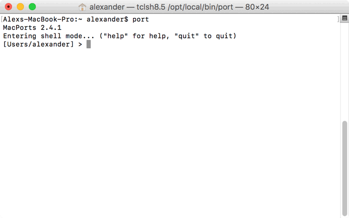 Проверка установки MacPorts