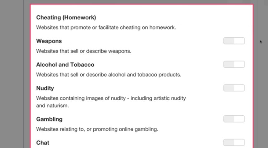 virgin media child safe categories