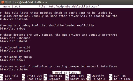 Редактирование файла blacklist.conf с добавлением строки blacklist uvcvideo