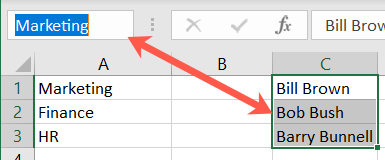 Name a cell group in Excel