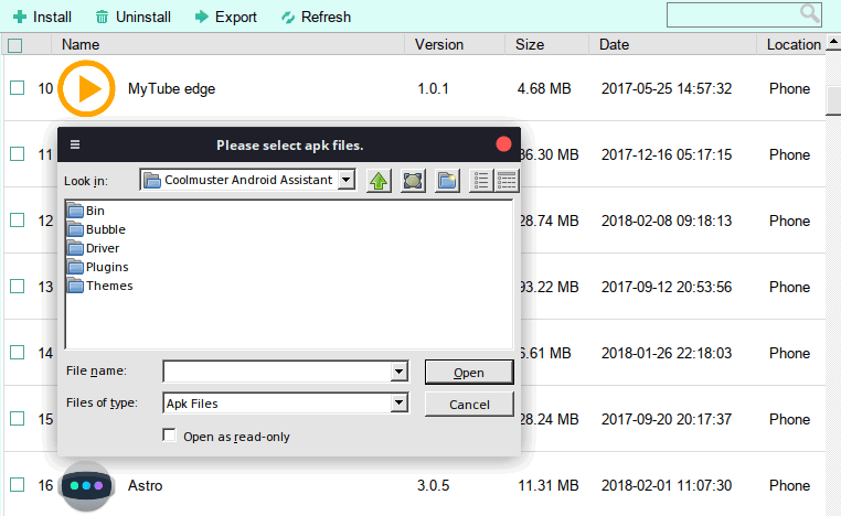 Установка APK и управление приложениями в Coolmuster