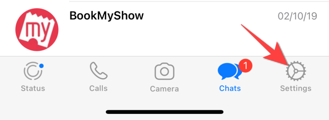 Открыть Настройки WhatsApp в правом нижнем углу экрана.