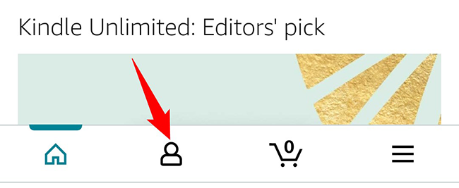 Нажмите иконку пользователя в нижней части приложения Amazon.