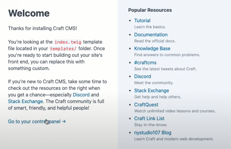 Admin welcome