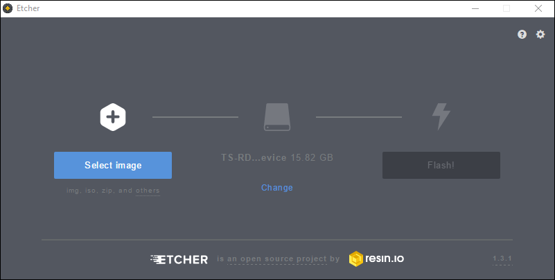 Etcher: процесс записи завершён