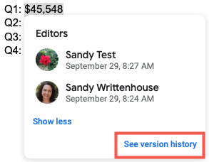 Нажмите Просмотреть историю версий