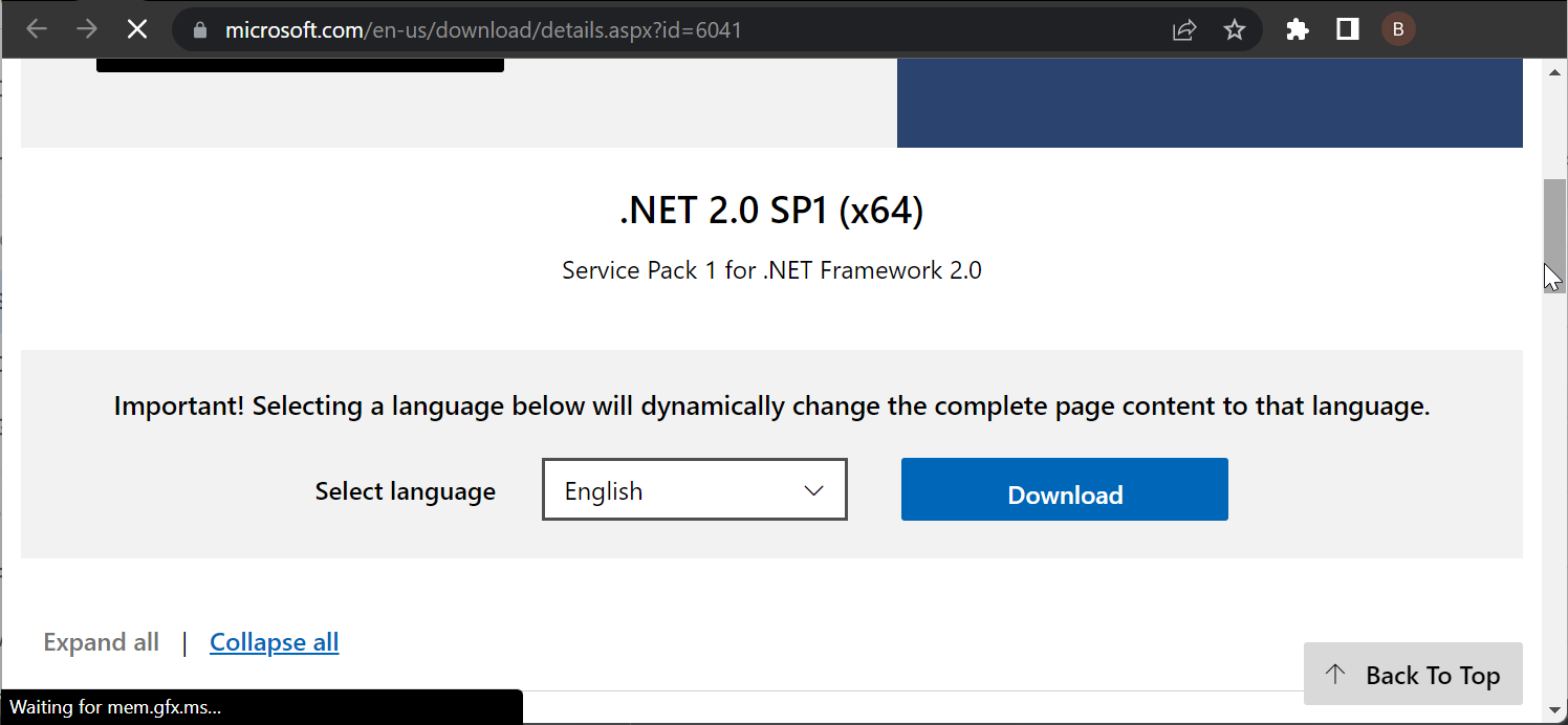 Загрузка Microsoft .NET Framework 2.0