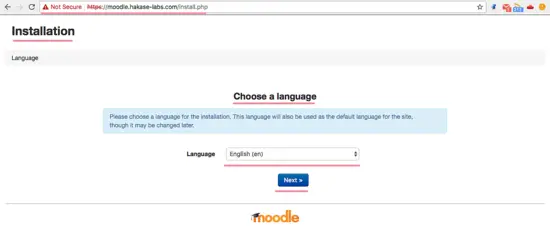 Выбор языка для установки Moodle